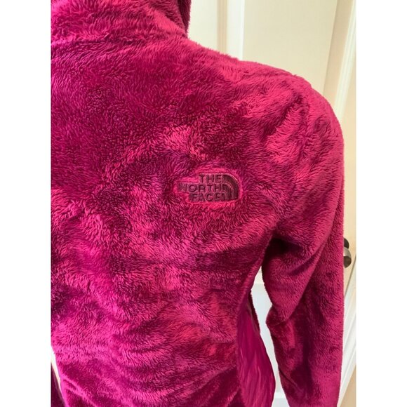 North Face Pink Fuzzy Zip-Up Jacket W/ Nylon Sides, Size XS - Picture 7 of 8